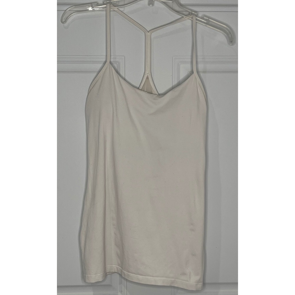 Lululemon Power Y Tank Top Built In Bra Medium Off White Racerback Yoga Camisole